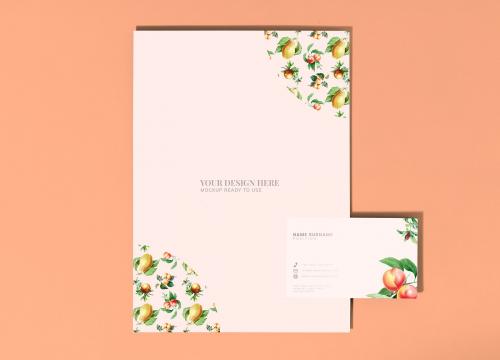 Vintage fruits poster and business card mockup - 564363