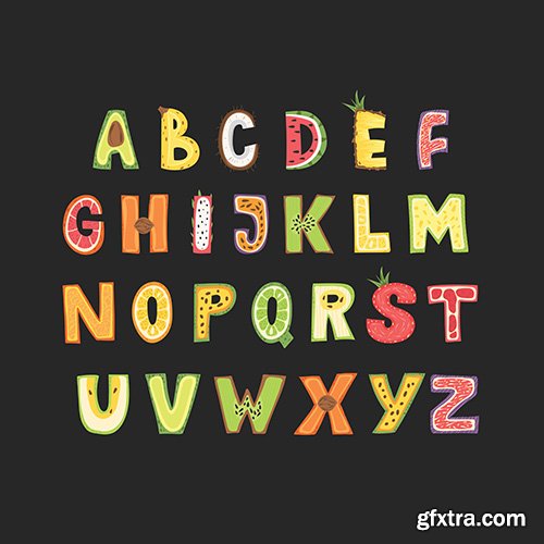 Fruit alphabet - lettering design