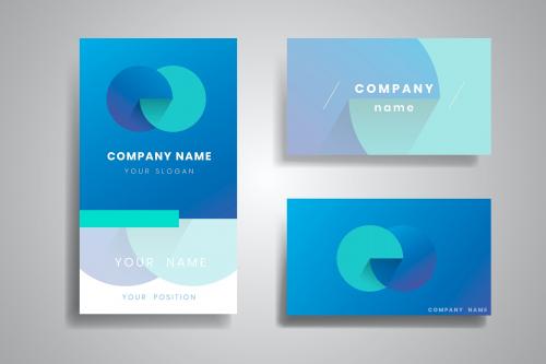 Blue business card design vector - 1219543