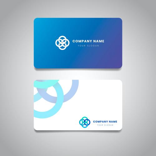 Blue business card design vector - 1219568