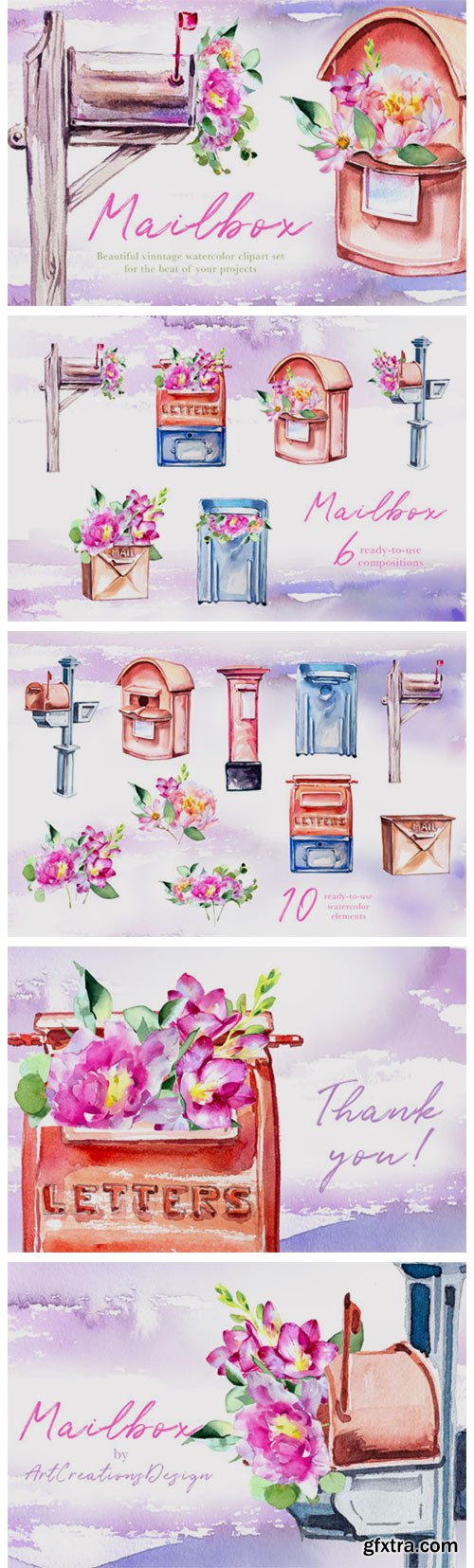 Watercolor Mailbox Clipart Set 4179268