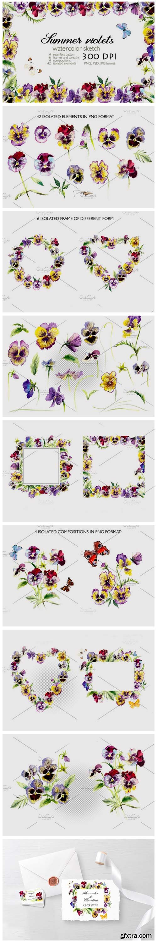 Watercolor Set Blooming Violets 4234846