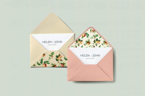 Vintage fruits invitation card envelope mockup - 564415