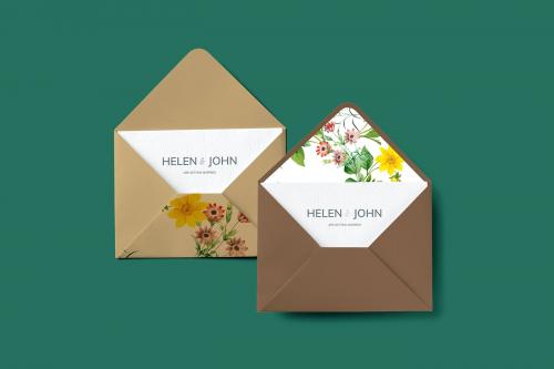 Floral invitation card envelope mockup - 564421