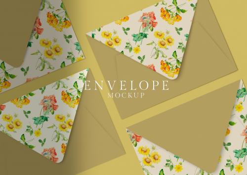 Floral invitation card envelope mockup - 564422