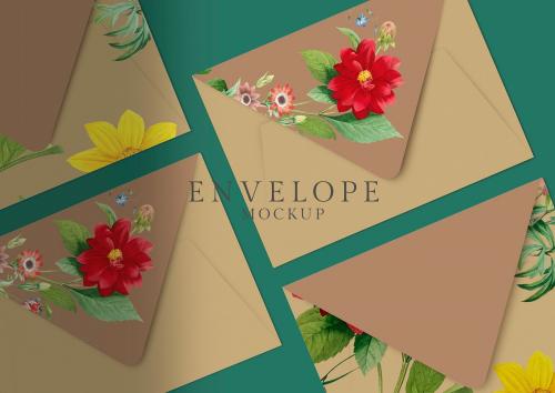 Floral invitation card envelope mockup - 564423