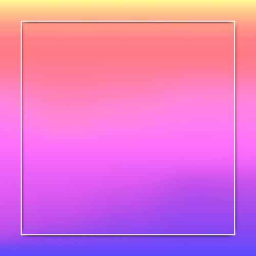 White frame on blue and pink holographic pattern background vector - 1220498