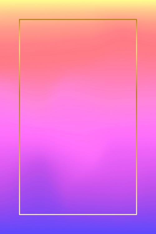 Gold frame on pink and purple holographic pattern background vector - 1220590