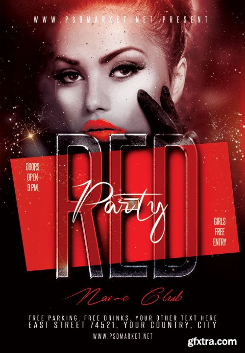 Red club party - Premium flyer psd template