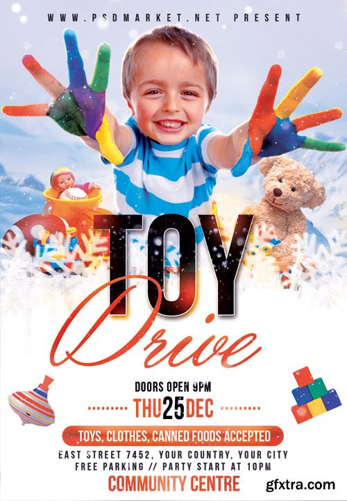 Toy drive party - Premium flyer psd template