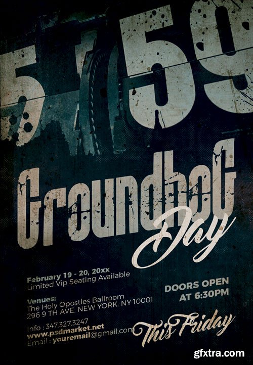 Groundhog day party - Premium flyer psd template