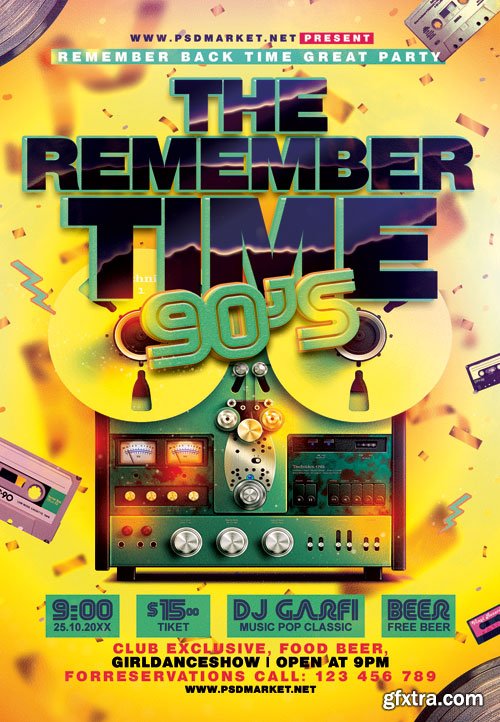 Remember time 90s - Premium flyer psd template