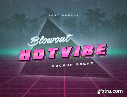 80S Retrowave Neon Text Effect Mockup 344586773