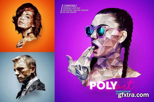 CreativeMarket - Low Poly Photoshop Action CS6+ 4563925