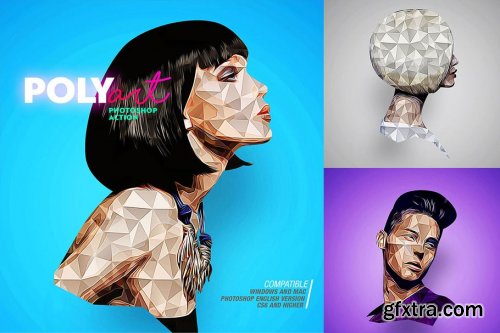 CreativeMarket - Low Poly Photoshop Action CS6+ 4563925