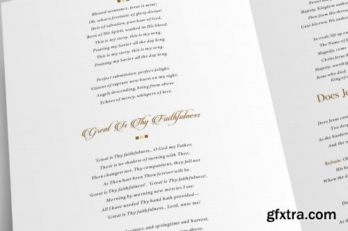 CreativeMarket - Remember Gold Funeral Program Word 4623465