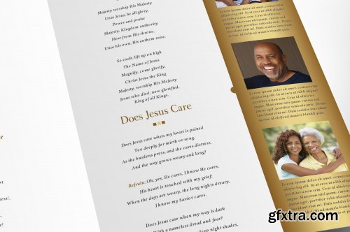 CreativeMarket - Remember Gold Funeral Program Word 4623465