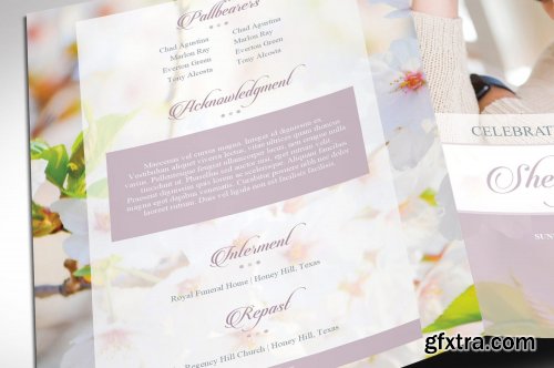 CreativeMarket - Cherry Blooms Funeral Program Word 4612942