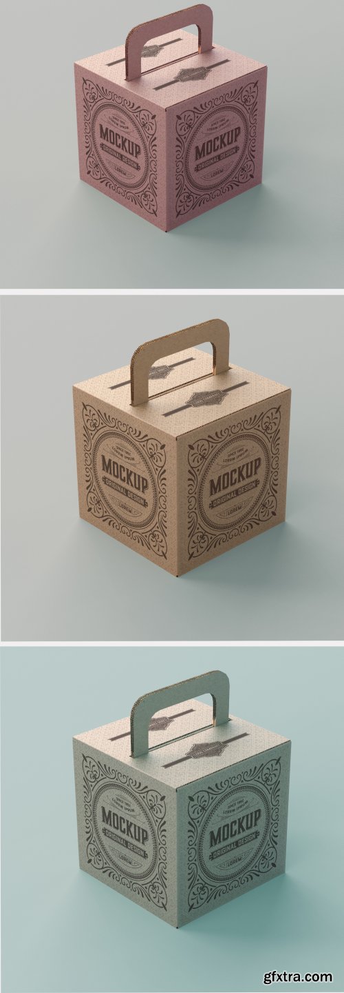 Kraft Box Mockup with Handle 345717734