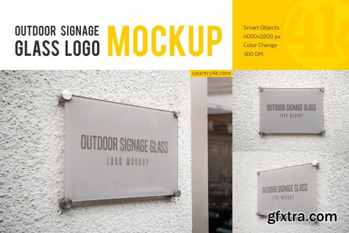 CreativeMarket - Glass Signage Logo Mockup Set 4889412