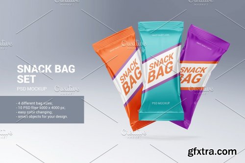 CreativeMarket - Snack Bag Set Mockup 4887605