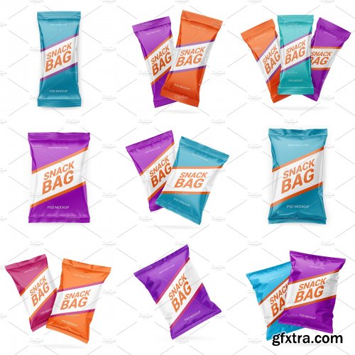 CreativeMarket - Snack Bag Set Mockup 4887605