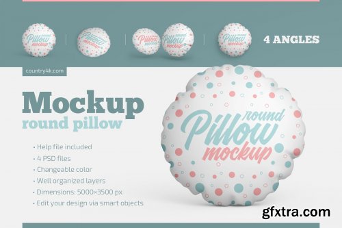 CreativeMarket - Round Pillow Mockup Set 4868448