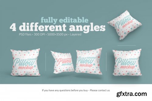 CreativeMarket - Square Pillow Mockup Set 4871300