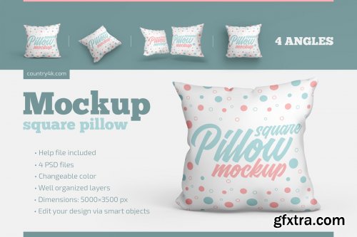 CreativeMarket - Square Pillow Mockup Set 4871300