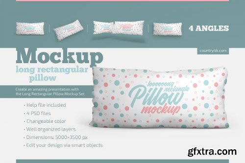 CreativeMarket - Long Rectangular Pillow Mockup Set 4879246