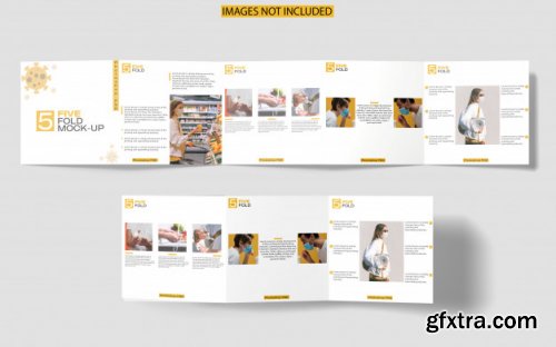 Square five-fold brochure mockup