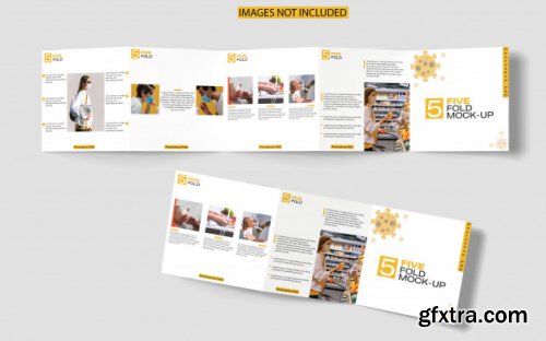 Square five-fold brochure mockup