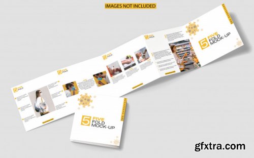 Square five-fold brochure mockup