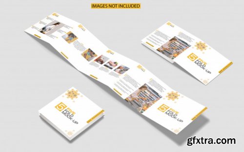 Square five-fold brochure mockup