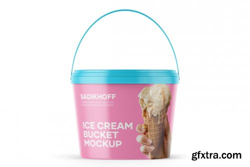  CreativeMarket - Matte Ice Cream Bucket Mockup 4037945