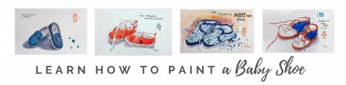  Watercolor Illustration: Learn how to paint a baby shoe in Watercolors