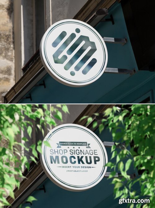 Circular Storefront Sign Mockup 346567666