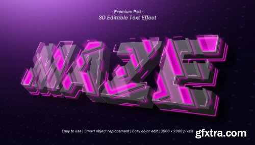 3d techno editable text effect