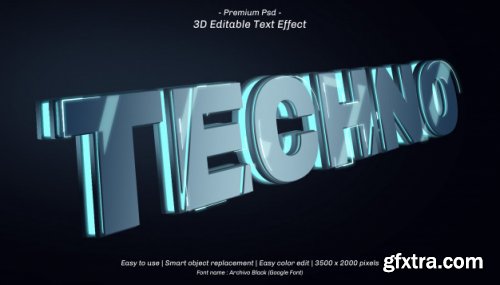 3d techno editable text effect