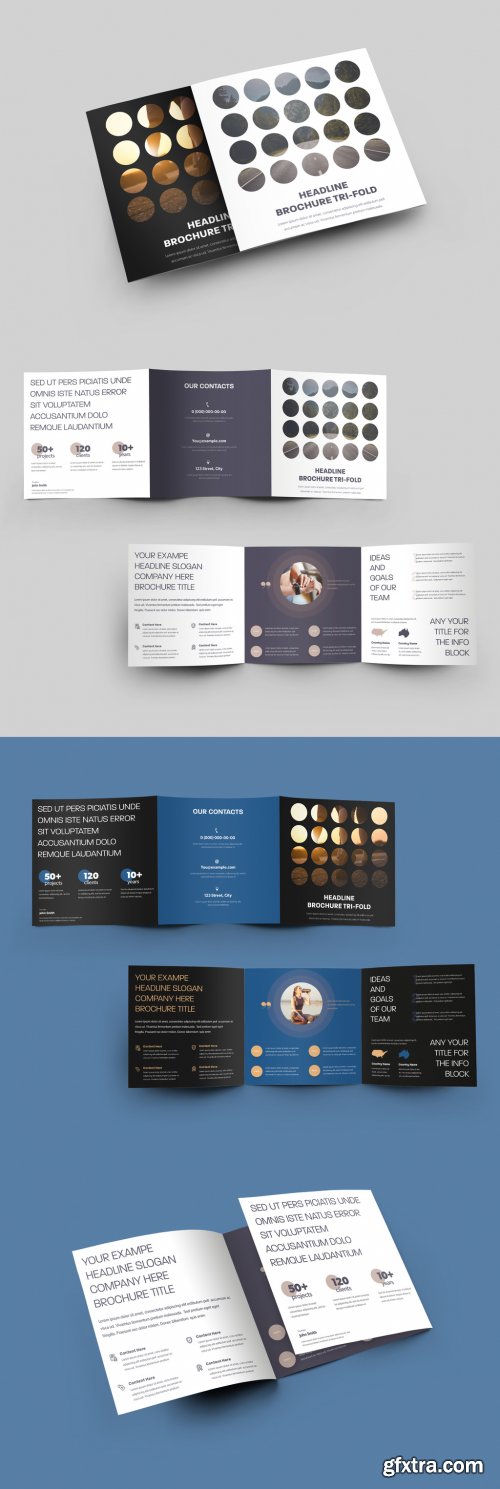 Square Tri-Fold Brochure with Round Elements Design 346981098