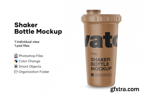 CreativeMarket - Matte Metallic Shaker Bottle Mockup 4889093