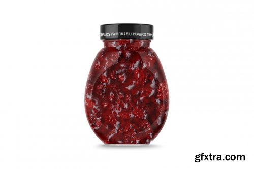 CreativeMarket - Clear Glass Jar w Strawberry Jam 4888298