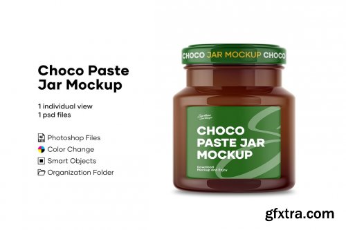 CreativeMarket - Glass Chocolate Spread Jar Mockup 4893156