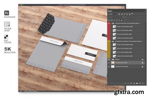 CreativeMarket - Mockup Stationery Kit on Wood and Ma 4579714