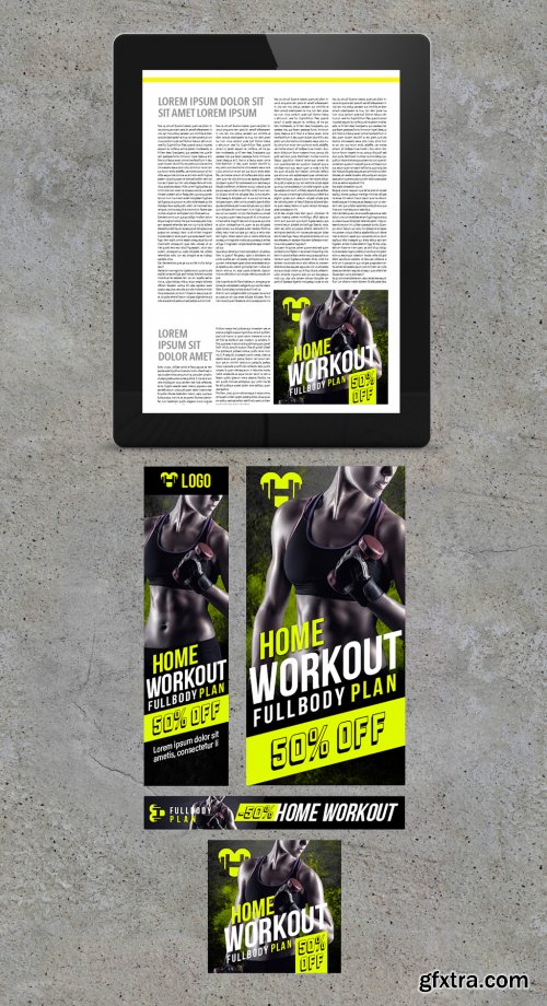 Sport Workout Plan Banner Layout Set 346920561