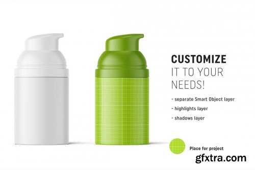 CreativeMarket - Matte airless bottle mockup 4850583