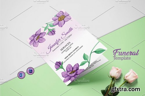 CreativeMarket - Funeral Program Template - V1002 4536045