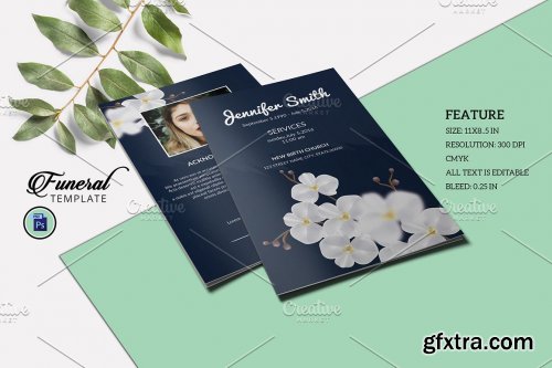 CreativeMarket - Funeral Program Template - V954 4341550