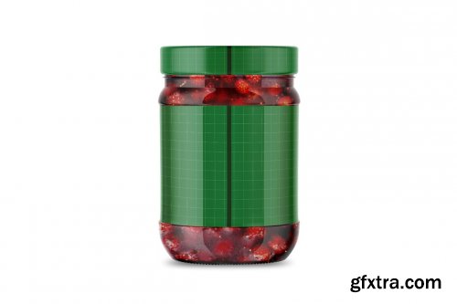 CreativeMarket - Clear Glass Jar with Fig Jam Mockup 4887987