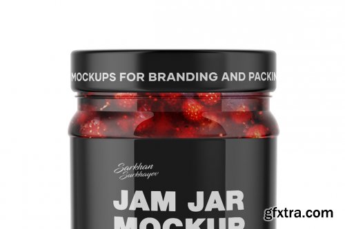 CreativeMarket - Clear Glass Jar with Fig Jam Mockup 4887987